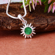 Emerald Gemstone Solid 925 Sterling Silver Pendant