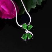 Emerald Gemstone & Diamond Solid 925 Sterling Silver Pendant