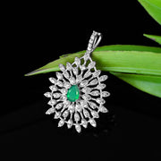 Emerald Gemstone Solid 925 Sterling Silver Pendant