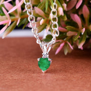 Emerald Gemstone & Diamond Solid 925 Sterling Silver Pendant