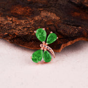 Emerald Gemstone & Diamond Solid 14k Rose Gold Pendant