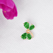 Emerald Gemstone & Diamond Solid 14k Yellow Gold Pendant