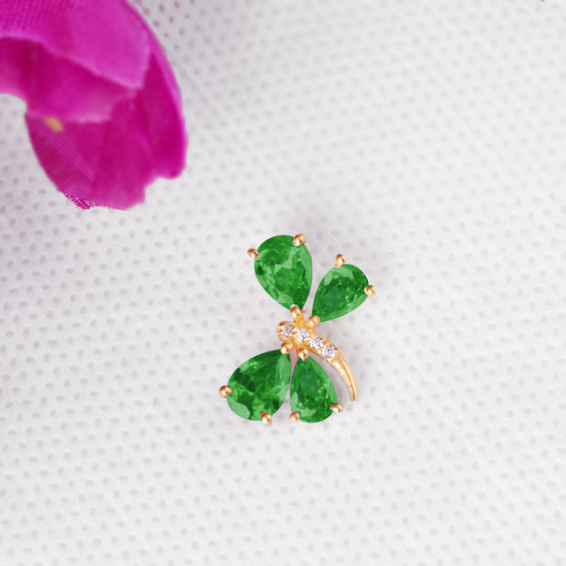 Emerald Gemstone & Diamond Solid 14k Yellow Gold Pendant