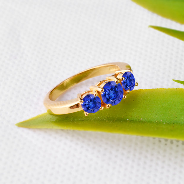 Tanzanite Gemstone Solid 14k Yellow Gold Ring
