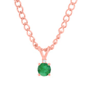 Emerald Gemstone & Diamond Solid 14k Rose Gold Pendant