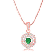 Emerald Gemstone Solid 14k Rose Gold Pendant