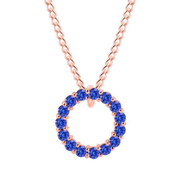 Tanzanite Gemstone Solid 14k Rose Gold Round Ring Pendant