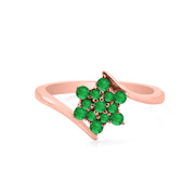 Emerald Gemstone Solid 14k Rose Gold Ring