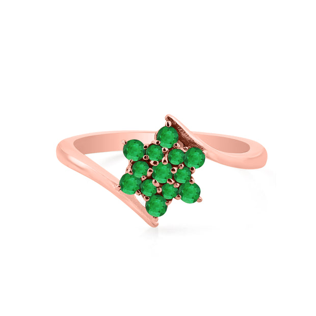 Emerald Gemstone Solid 14k Rose Gold Ring