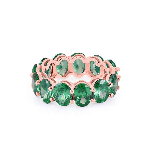 Emerald Gemstone Solid 14k Rose Gold Ring