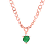 Emerald Gemstone & Diamond Solid 14k Rose Gold Pendant