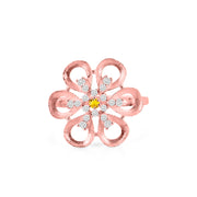 Citrine Gemstone & Diamond Solid 14k Rose Gold Ring