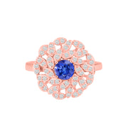 Tanzanite Gemstone & Diamond Solid 14k Rose Gold Ring