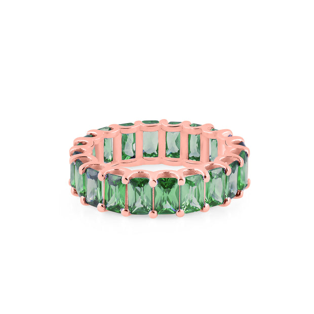 Emerald Gemstone Solid 14k Rose Gold Ring