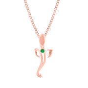 Emerald Gemstone Solid 14k Rose Gold Lord Ganesha Pendant