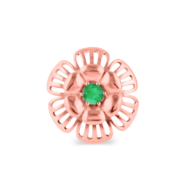 Emerald Gemstone Solid 14k Rose Gold Ring