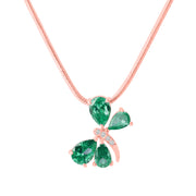 Emerald Gemstone & Diamond Solid 14k Rose Gold Pendant