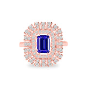 Tanzanite Gemstone & Diamond Solid 14k Rose Gold Ring