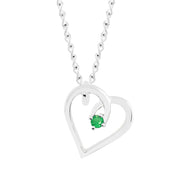 Emerald Gemstone Solid 925 Sterling Silver Heart Pendant