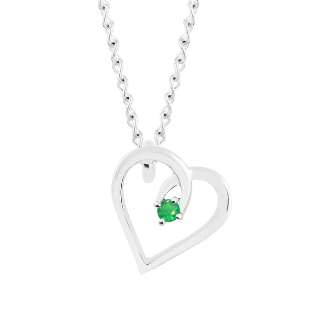 Emerald Gemstone Solid 925 Sterling Silver Heart Pendant