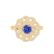 Tanzanite Gemstone & Diamond Solid 14k Yellow Gold Ring