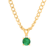 Emerald Gemstone & Diamond Solid 14k Yellow Gold Pendant
