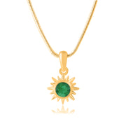 Emerald Gemstone Solid 14k Yellow Gold Pendant