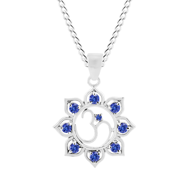 Tanzanite Gemstone Solid 925 Sterling Silver OM Pendant
