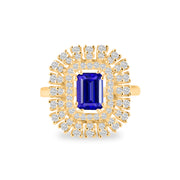 Tanzanite Gemstone & Diamond Solid 14k Yellow Gold Ring