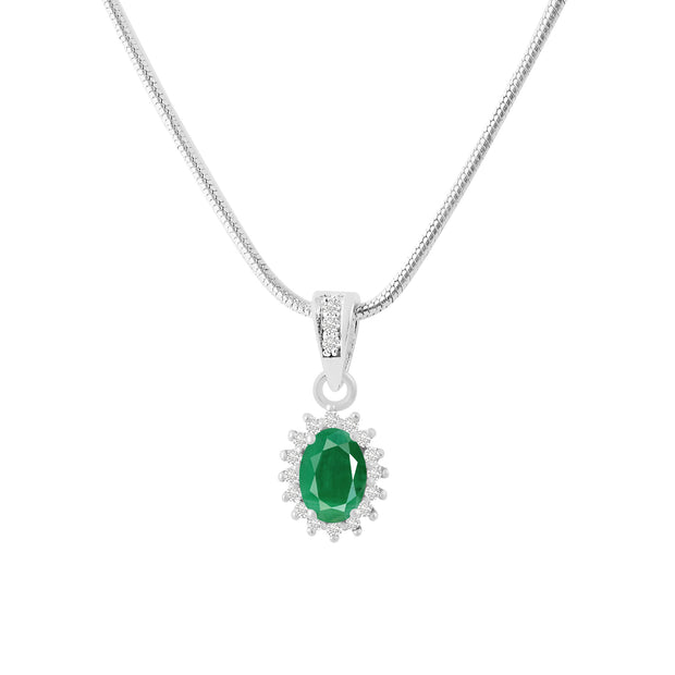 Emerald Gemstone Solid 925 Sterling Silver Pendant