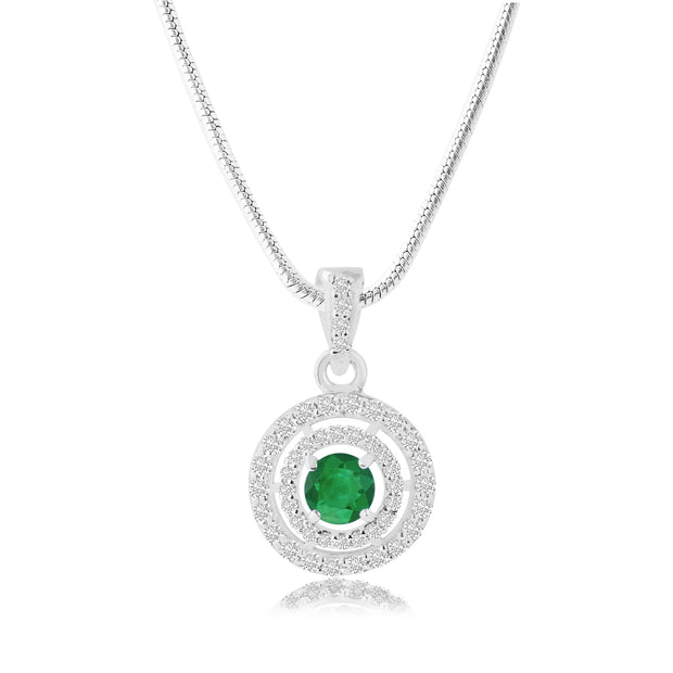Emerald Gemstone Solid 925 Sterling Silver Pendant