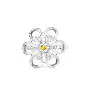 Citrine Gemstone & Diamond Solid 14k White Gold Ring