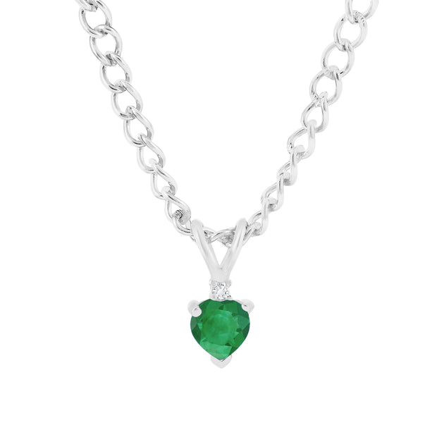 Emerald Gemstone & Diamond Solid 925 Sterling Silver Pendant