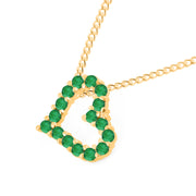 Emerald Gemstone Solid 14k Yellow Gold Heart Pendant