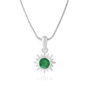 Emerald Gemstone Solid 925 Sterling Silver Pendant