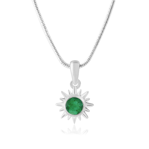 Emerald Gemstone Solid 925 Sterling Silver Pendant