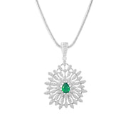 Emerald Gemstone Solid 925 Sterling Silver Pendant