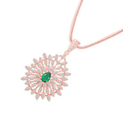 Emerald Gemstone Solid 14k Rose Gold Pendant