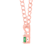 Emerald Gemstone & Diamond Solid 14k Rose Gold Pendant