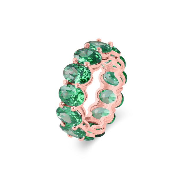 Emerald Gemstone Solid 14k Rose Gold Ring