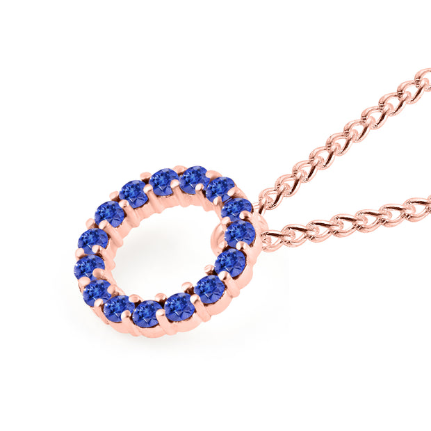 Tanzanite Gemstone Solid 14k Rose Gold Round Ring Pendant
