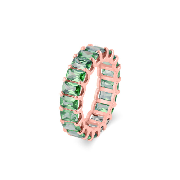 Emerald Gemstone Solid 14k Rose Gold Ring