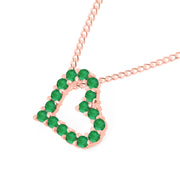 Emerald Gemstone Solid 14k Rose Gold Heart Pendant