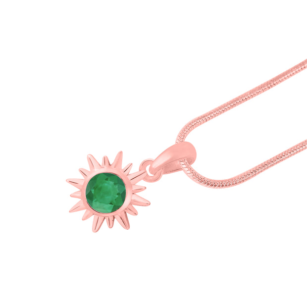 Emerald Gemstone Solid 14k Rose Gold Pendant