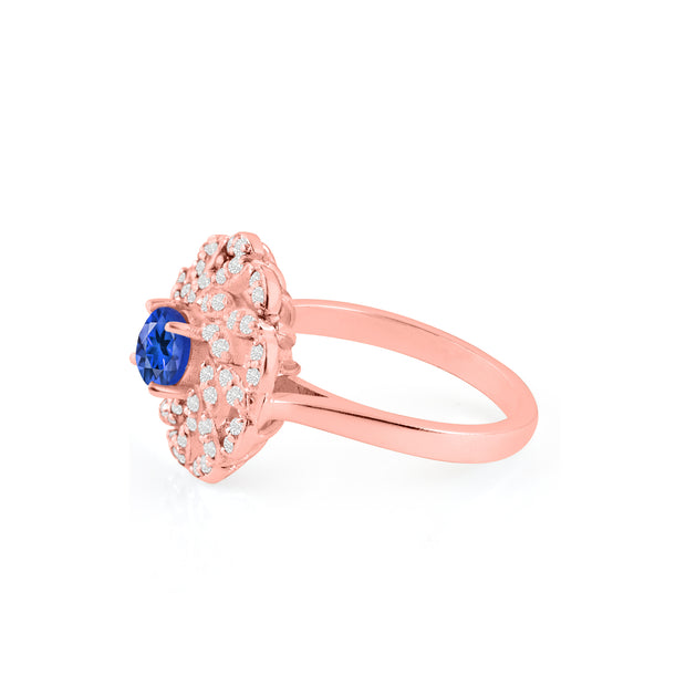 Tanzanite Gemstone & Diamond Solid 14k Rose Gold Ring