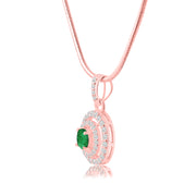 Emerald Gemstone Solid 14k Rose Gold Pendant