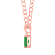 Emerald Gemstone & Diamond Solid 14k Rose Gold Pendant