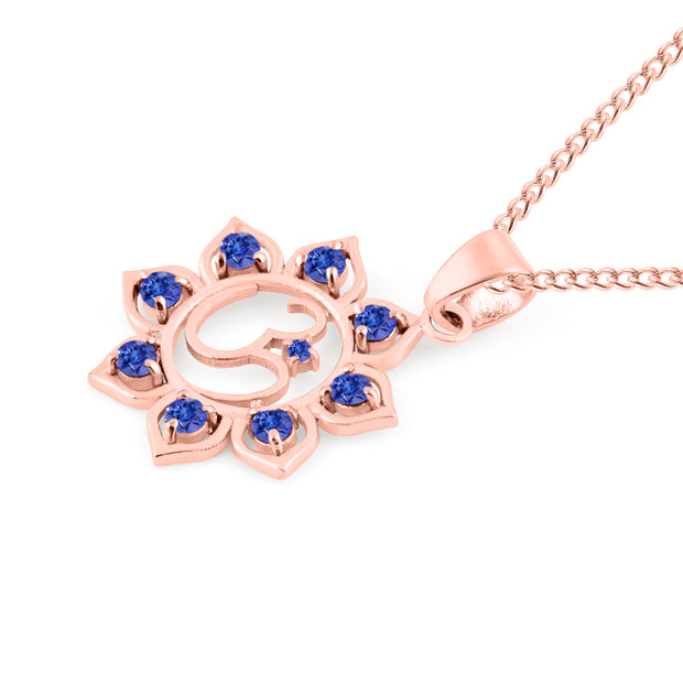 Tanzanite Gemstone Solid 14k Rose Gold OM Pendant