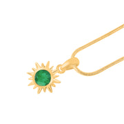 Emerald Gemstone Solid 14k Yellow Gold Pendant