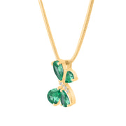 Emerald Gemstone & Diamond Solid 14k Yellow Gold Pendant